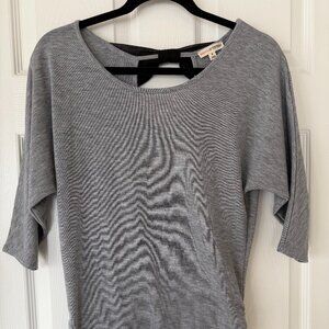 Gray Top with Black Bow Detail